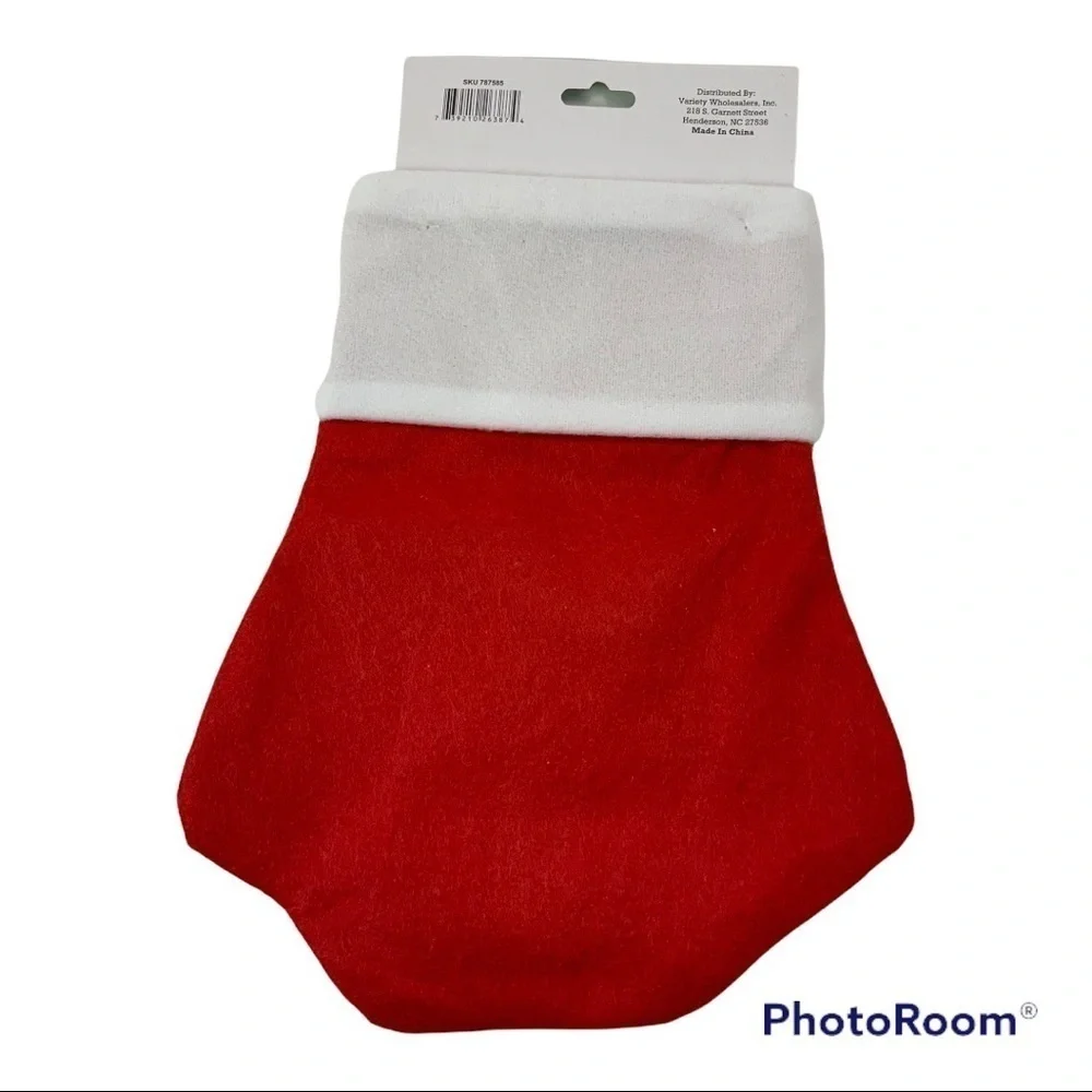Pet Christmas Holiday Stocking Pet Paw Tartan Plaid Red White Multicolor